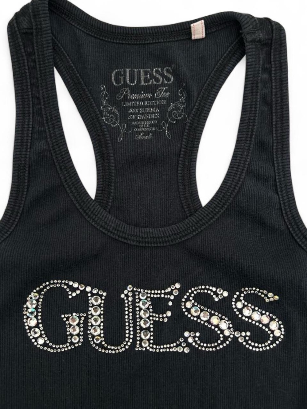 Y2K 2000s Guess McBling Bedazzled Logo Tank Top